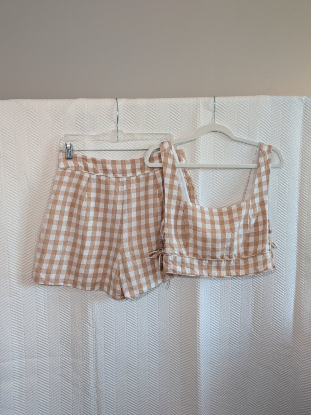 Ever New Gingham Shorts Linen Blend High Waist Size 8 Resort Festival Summer - Picture 8 of 10